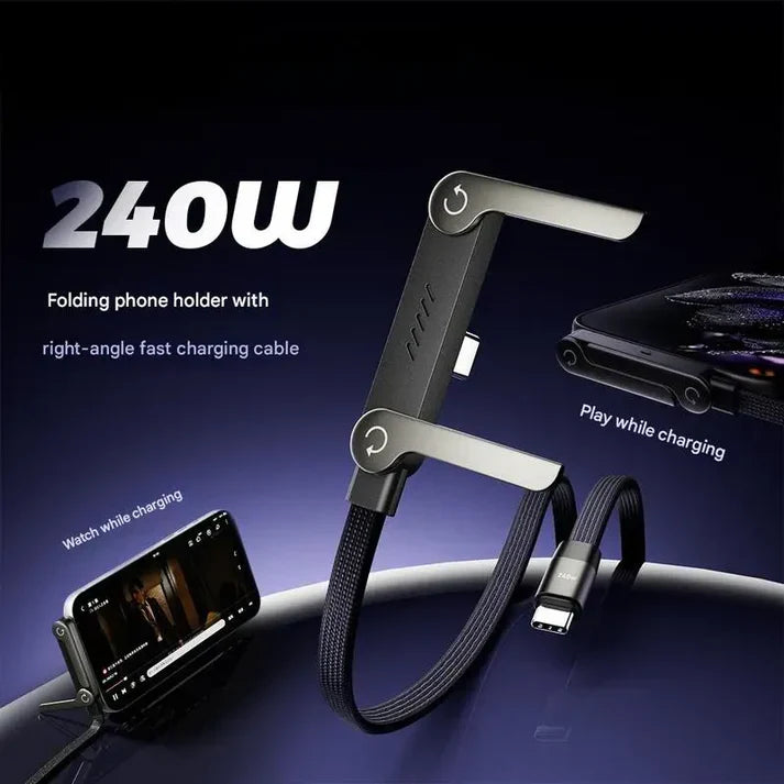 2-in-1 Invisible Charger Cable with Stand - 240W Fast Charging by RareCo™