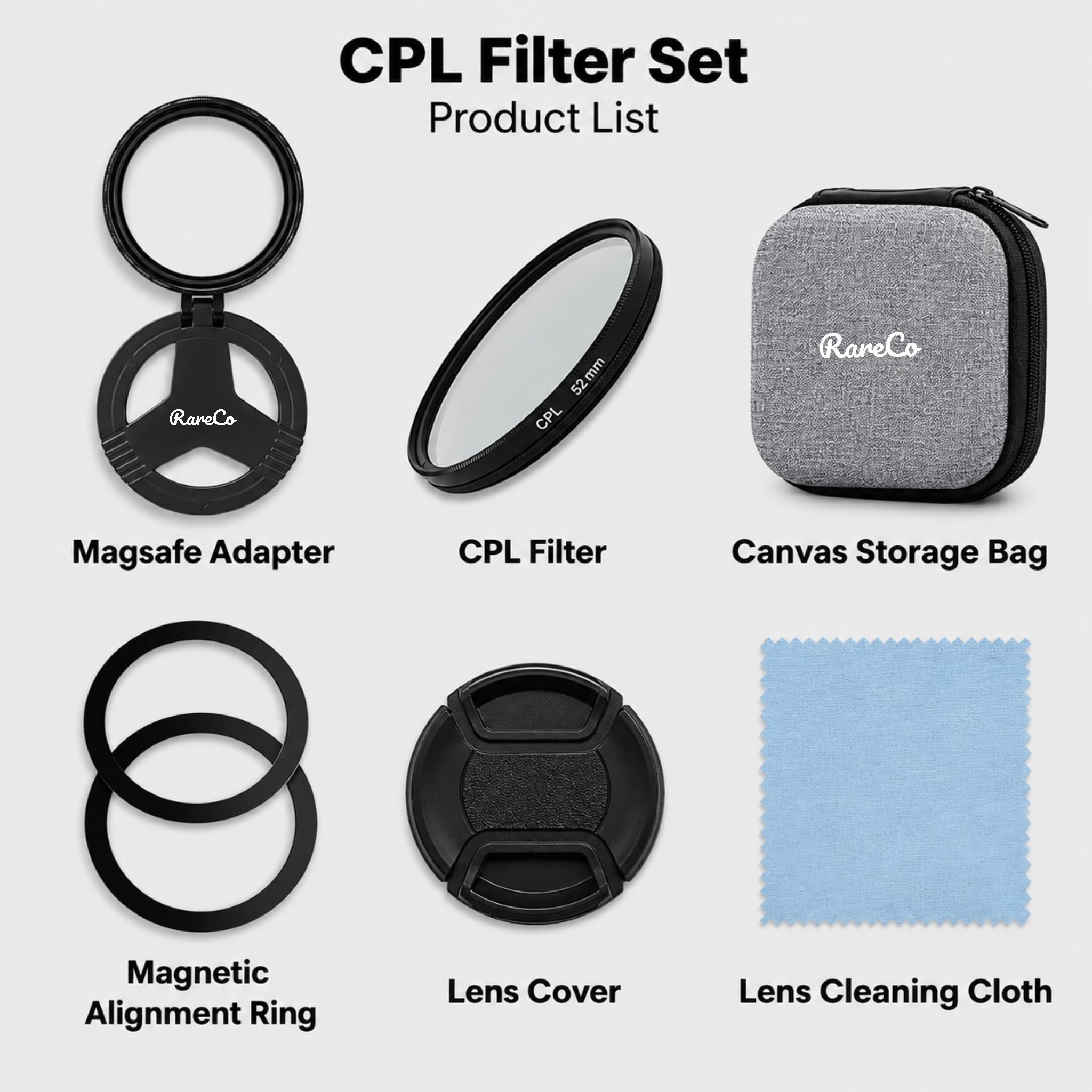RareCo™ Magnetic Phone Lens 52mm CPL Filter Kit